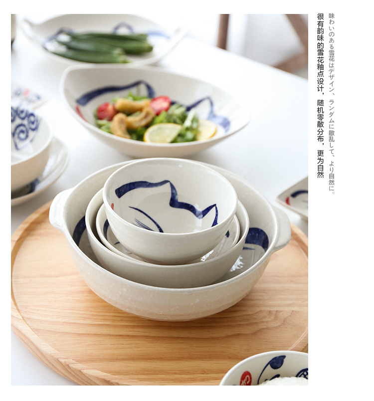 Tinyhome cartoon ceramic bowl dish hand - made plutus cat ears noodles in soup bowl dish rectangular fish dish, lovely tableware