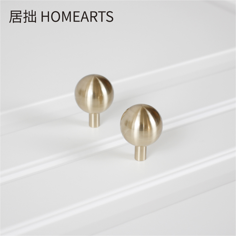 Juzhuo home net red Nordic minimalist original design round brass handle wardrobe overall cabinet drawer handle pure copper