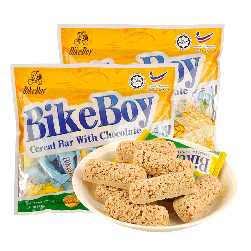Malaysia original imported oatmeal white chocolate biscuit Bikeboy oatmeal bar ready-to-eat breakfast wheat 400g