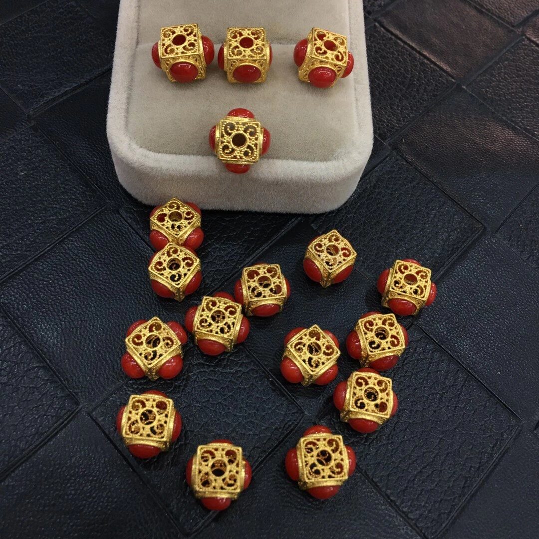 Japanese gem 18K gold inlaid accessories with beads bracelet bracelet 108 Buddha beads necklace Tibetan jewelry