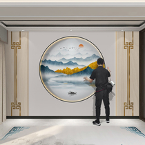 New Chinese landscape living room 8d background wall panel painting quick installation fiberboard integrated board wall panel painting wall panel background wall