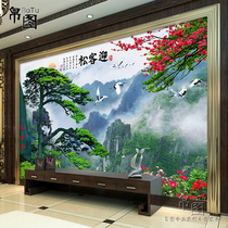 5D three-dimensional decorative murals welcome pine landscape paintings 8d Chinese living room sofa TV background bamboo wood fiberboard painting