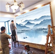 3D three-dimensional ink landscape living room TV background bamboo wood fiberboard painting Villa quick dress Wall highlight painting