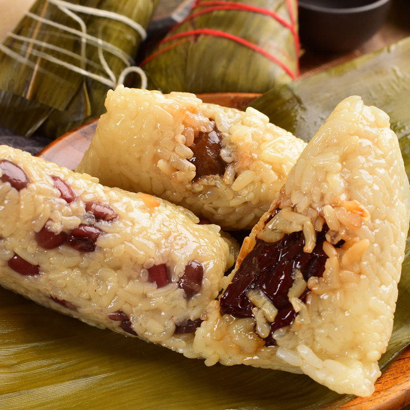 Northeast Teryield glutinous rice dumplings old hand red date zongzi honey date filling with red bean brown end of the afternoon rice dumplings vacuum bagged