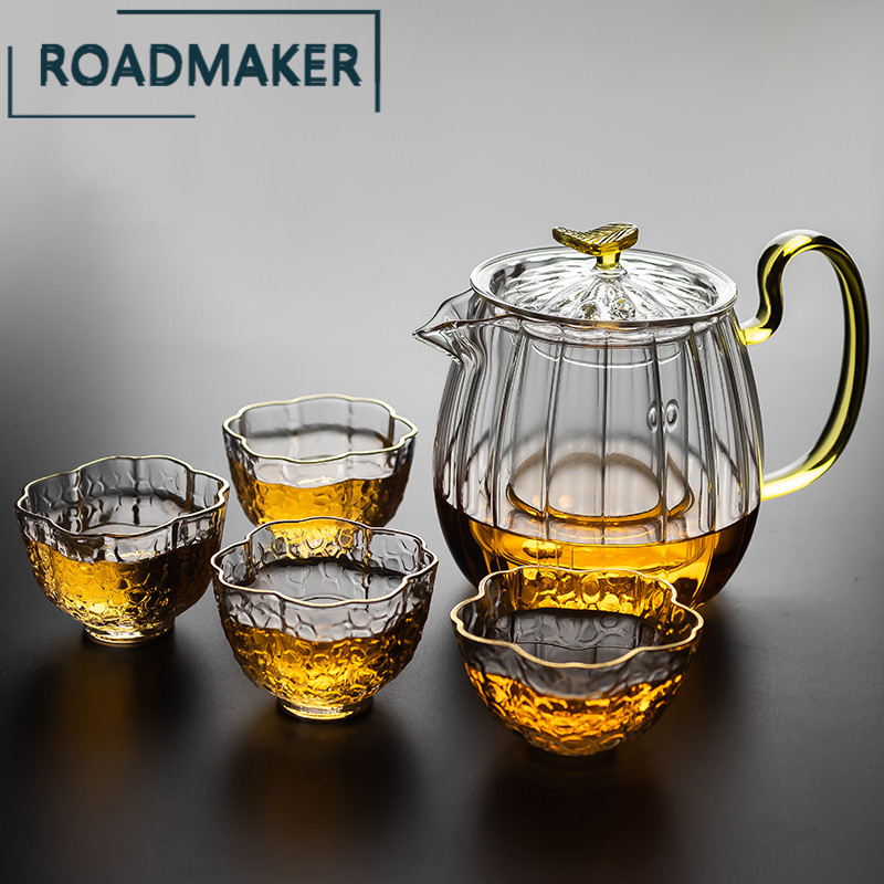 Rodmec Japanese modern thickened teapot Simple heat-resistant glass tea set Household teapot teacup