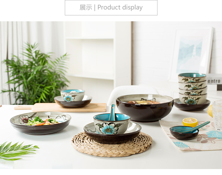 Bowl of household Korean small and pure and fresh hand draw more creative move Bowl Bowl dish dish Bowl plate composite ceramic tableware