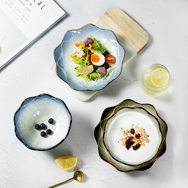 Breakfast tray with irregular plate plate of creative move salad plate of fruit bowl beefsteak disc ceramic tableware