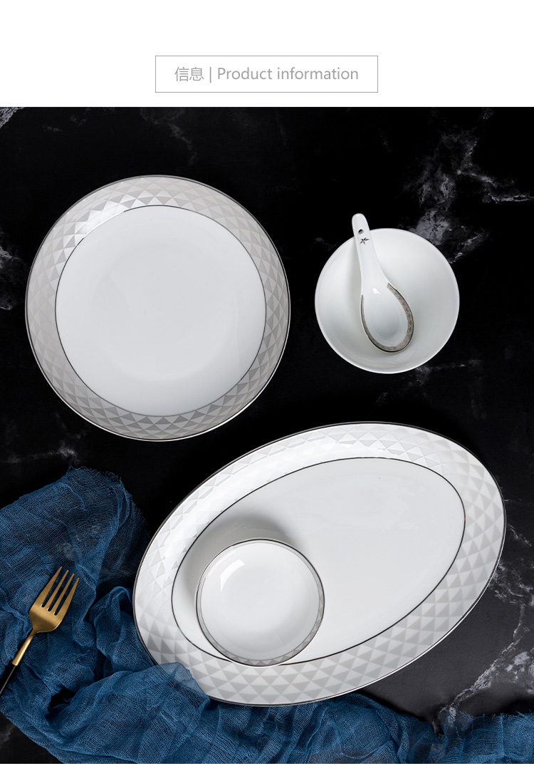 Bowls of ipads plate tableware suit household Chinese creative people contracted 4/6/10 bowl plate combination gaochun ceramics