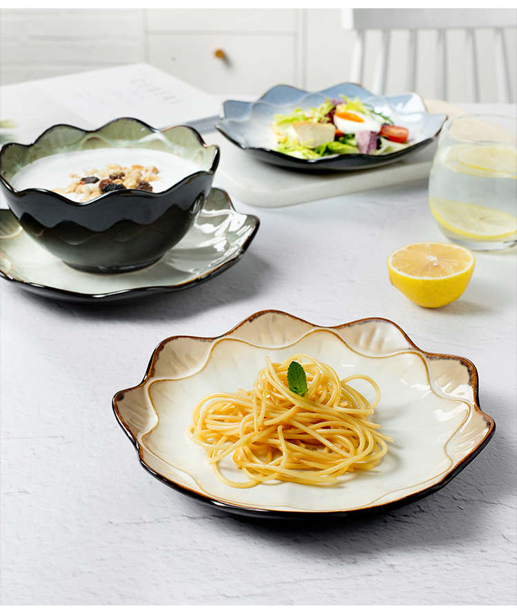 Breakfast tray with irregular plate plate of creative move salad plate of fruit bowl beefsteak disc ceramic tableware