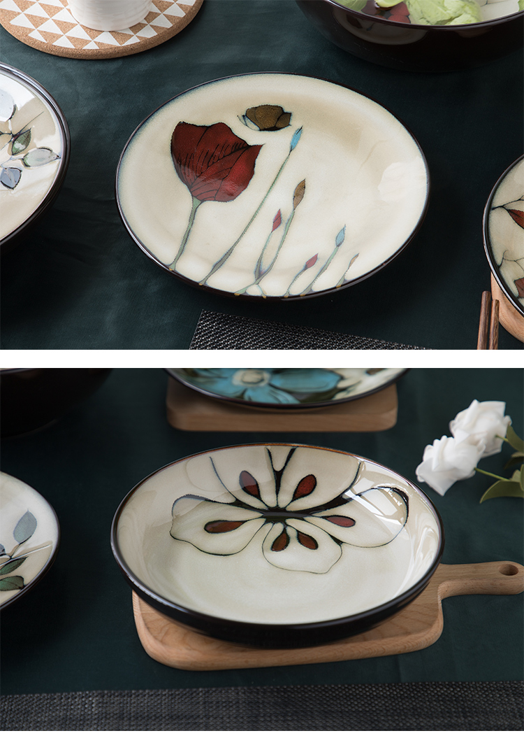 Ceramic dish household creative move deep dish soup plate dishes good - & Japanese snack plate composite plate