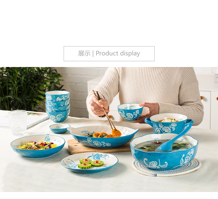 Dishes suit household contracted creative Chinese wind 6 0 combination the jobs rainbow such as bowl bowl ceramic tableware