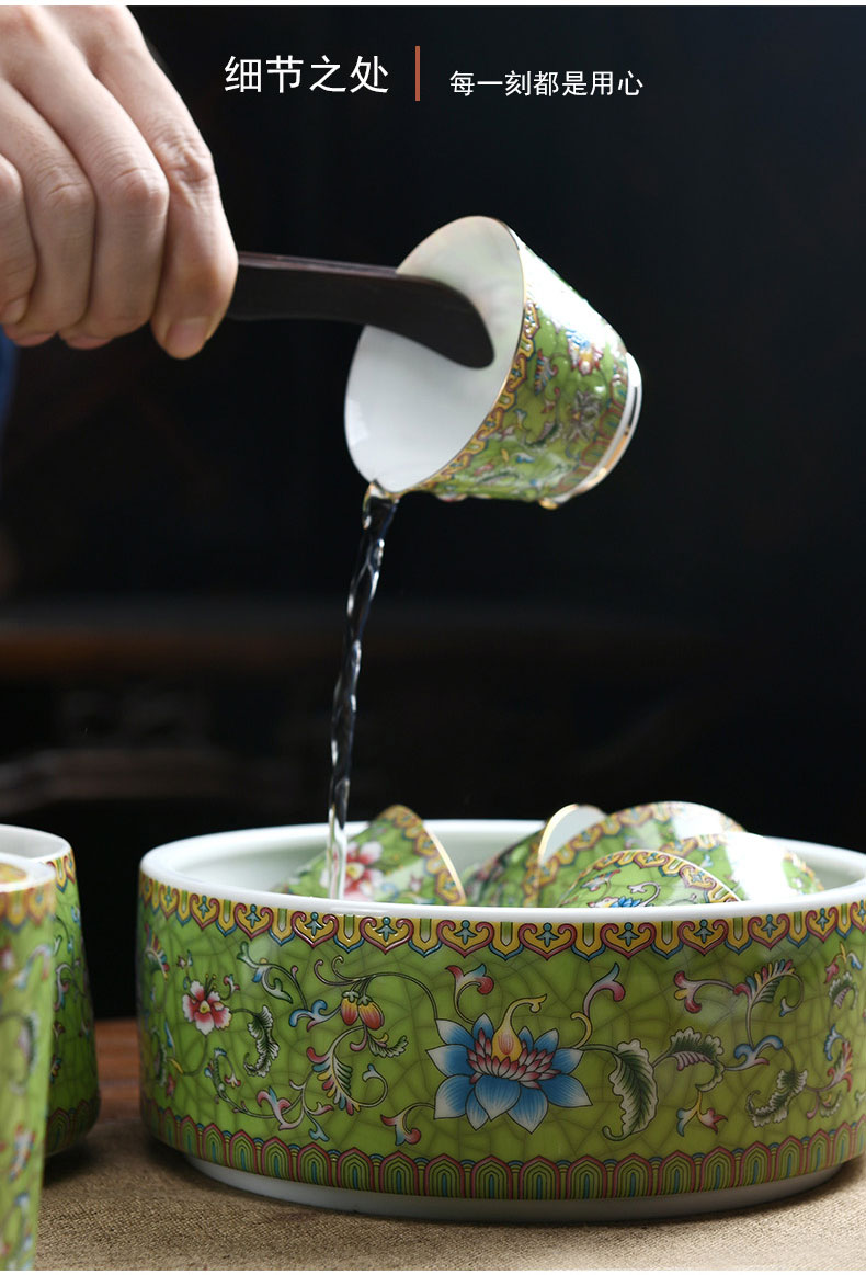 Ceramic tea wash to household small cup of water, after the wash colored enamel tea wash to XiCha suit water wash pot of tea to wash basin, small tea to wash