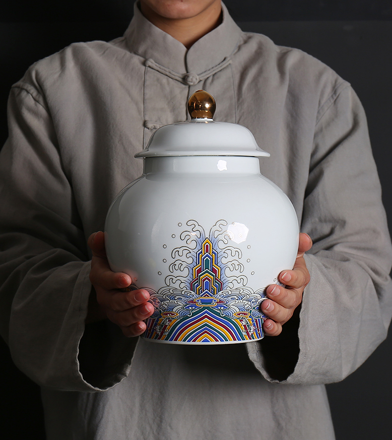 Colored enamel large ceramic seal pot 1 catty caddy fixings tea boxes big yards jar gift boxes to customize