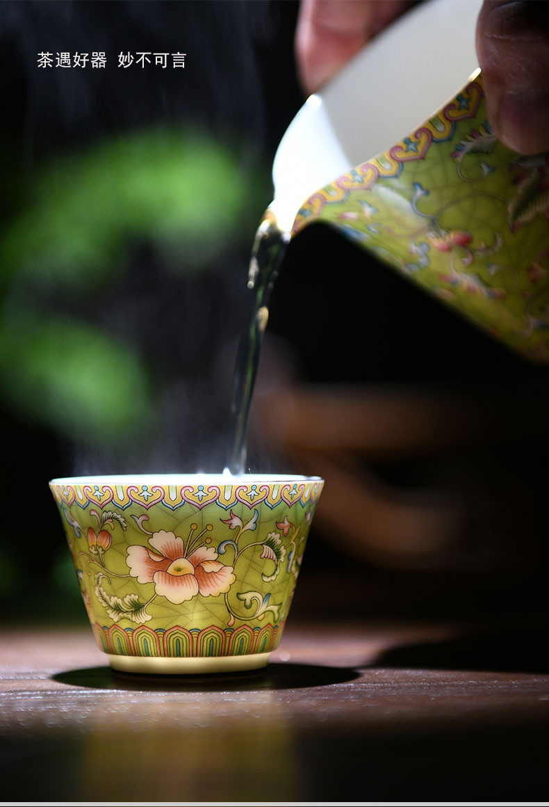 Ceramic cups kung fu tea cups a single small cup sample tea cup colored enamel hat to fullness tea cup, master cup