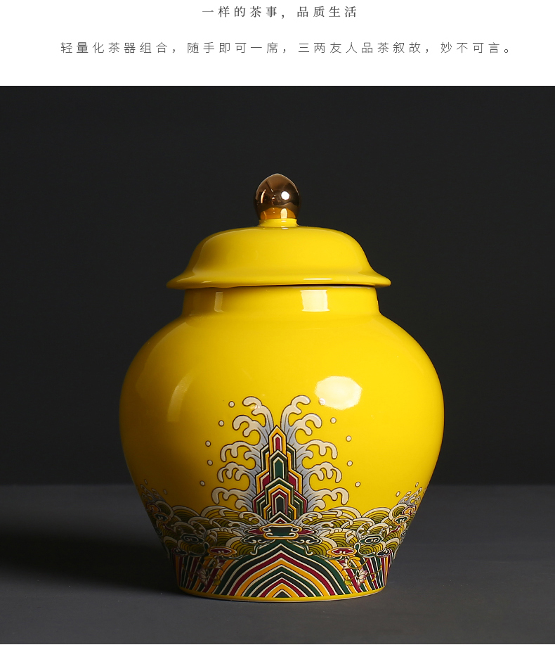 Colored enamel large ceramic seal pot 1 catty caddy fixings tea boxes big yards jar gift boxes to customize