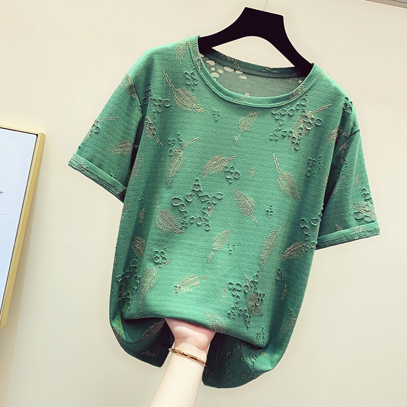 Tide Card Big Size Women's Dress 2022 New Reduced Age Short Sleeve Round Collar Blouses Jacket Fat Sister Summer Dress Loose Foreign T-Shirt