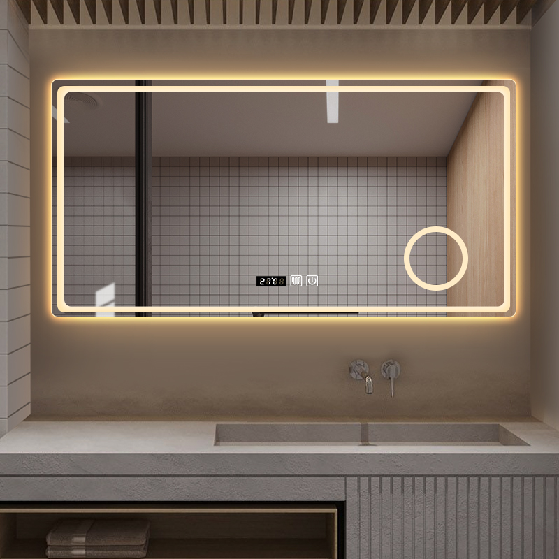 Smart mirror Bathroom mirror Powder room sink with LED light touch screen Toilet makeup anti-fog mirror Wall-mounted wall