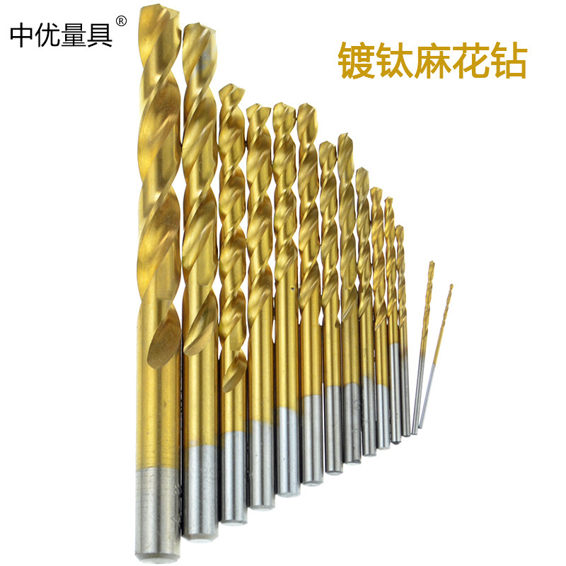 High speed net plated titanium twist drill bit HSS6542 metal drilled stainless steel bore 0 6-2 7