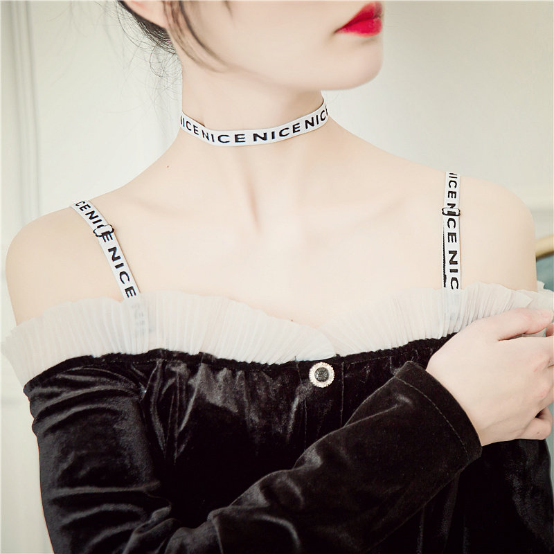 Thin shoulder strap underwear shoulder strap accessories invisible seamless letter shoulder strap female embroidery sexy can be exposed bra shoulder strap