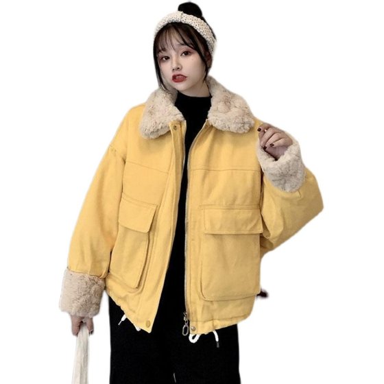 Women's short cotton coat 2023 new winter Korean style loose lamb wool cotton coat ins small cotton jacket Japanese style coat trendy
