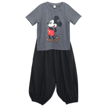 With artisan 2024 summer fit new pure cotton loose cartoon short sleeve T-shirt Harun pants pro-son mother and daughter load wave