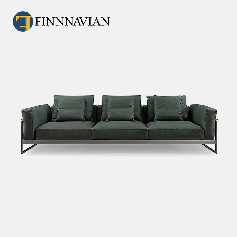 Finnavia Modern minimal leather sofa Zeno Light header skin large - level living room sofa