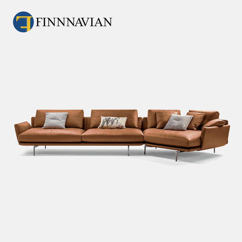 Fenavia Italian minimalist get back 45 degree corner light luxury full leather villa high-end sofa large flat number
