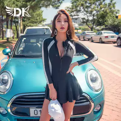 DK2021 new swimsuit Women's Small breasts sexy gathering Korea hot spring Conservative belly thin one-piece swimsuit