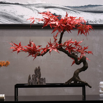 New Chinese style modern creative iron meditation simulation Red Maple pine tree living room entrance micro landscape soft decoration