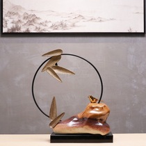 New Chinese Modern Creative Iron Stone Zhaocai Office ornaments Club Hotel Villa Porch Wine Cabinet