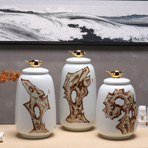 New Chinese style Modern creative Zen ceramic storage tank Bird art decoration TV cabinet entrance wine cabinet decoration