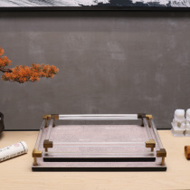 New Chinese modern light luxury tray tea tray fruit tray soft decoration living room TV cabinet table coffee table art