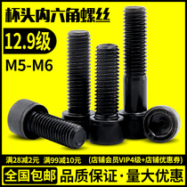 Hexagon socket head cap screw 12 Class 9 screw High strength cylindrical head bolt Black cup head extension screw M5M6