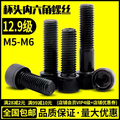 Hexagon socket screw 12 Grade 9 screw High strength cylindrical head bolt Black cup head extended screw M5M6