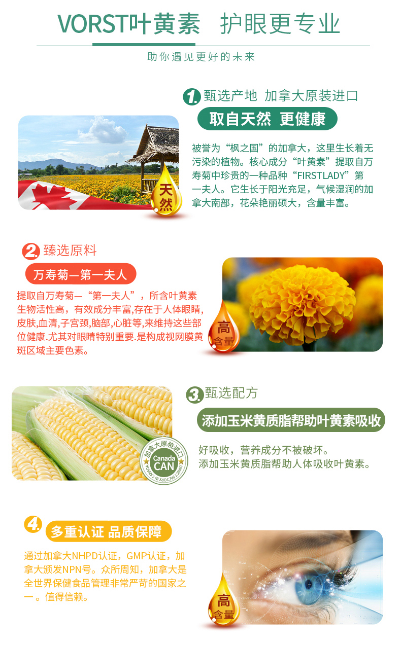 加拿大产 Vorst 叶黄素护眼胶囊 60粒 保护视力 缓解眼干涩 图10