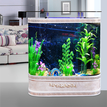  Fish tank Living room household aquarium semicircular wall floor-to-ceiling vertical glass cylinder ecological medium and large free water change