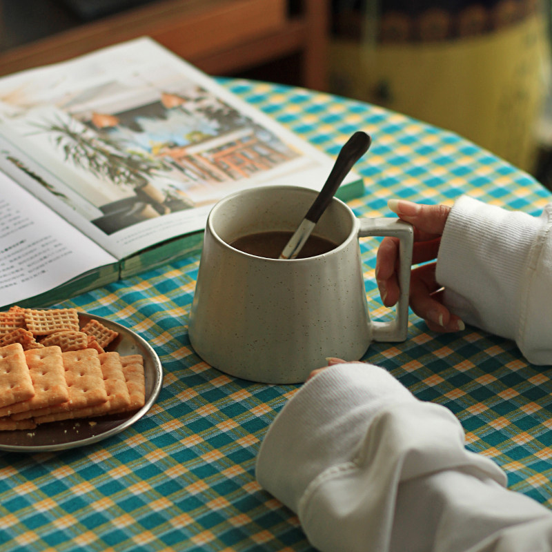 Retro coffee cup ins style design sense ceramic cup niche cup high-end sense mug with spoon home office