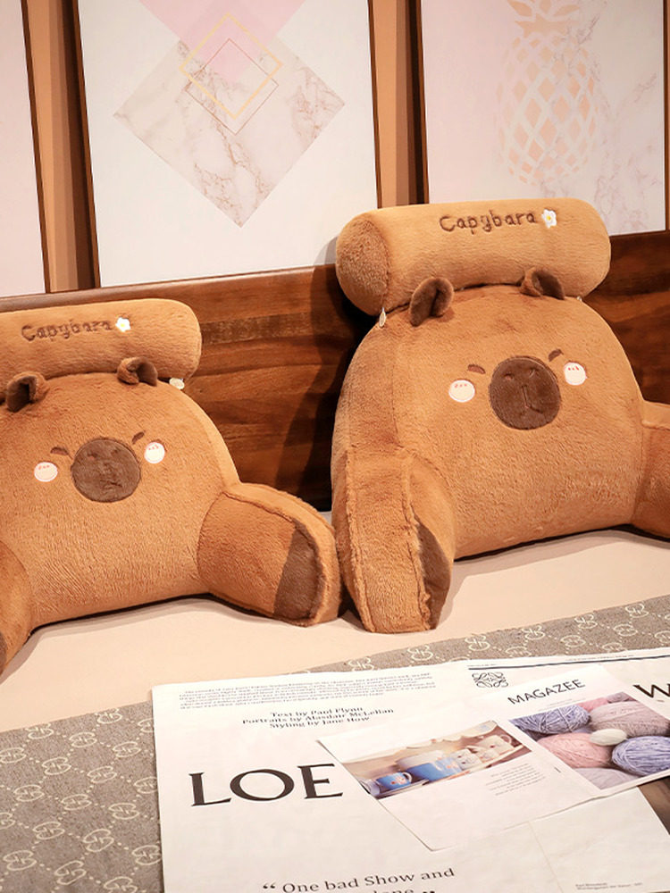 Cute Cartoon Bear Bedside Cushion Plush Waist Support Back Cushion Office Sofa Pillow