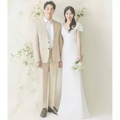 Light wedding dress 2021 new bride simple slim body tailing long version wedding party Evening Dress tour autumn and winter