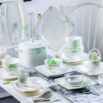 Dishes Dish Suit Home Jingdezhen Ceramic Ware Cutlery High Foot Rice Bowls Bone Porcelain Bowl Nordic minimalist Bowl Plate Combination