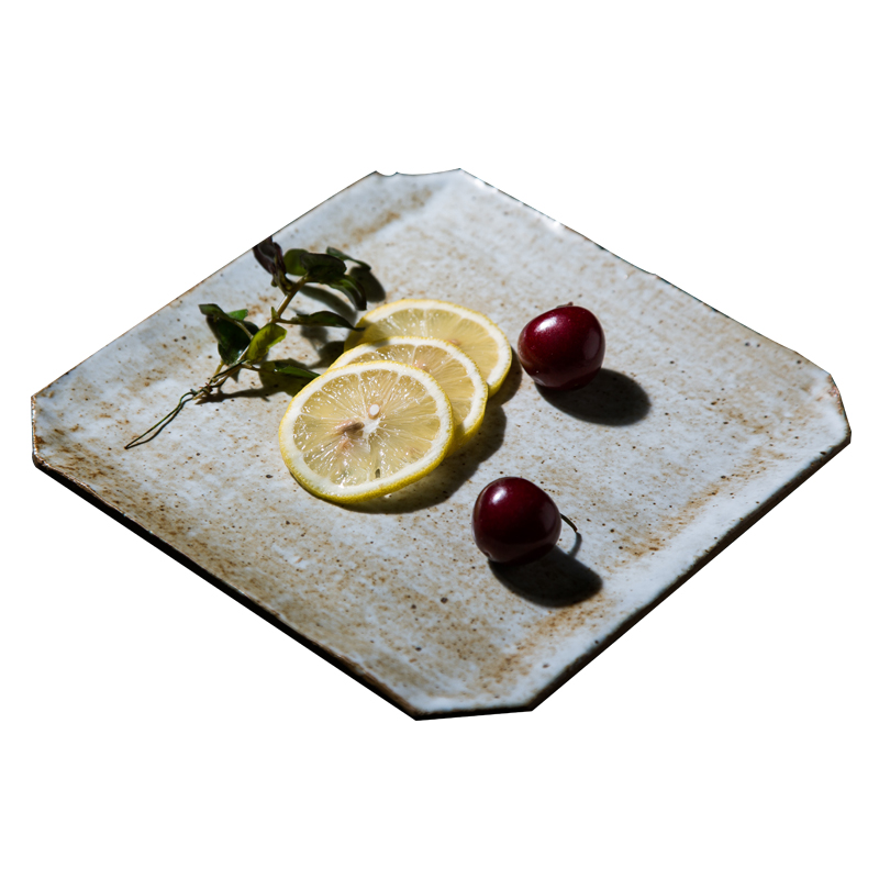 Japanese style restoring ancient ways, white plate plate of a rectangle sushi platter beefsteak plate thick ceramic tableware with flat