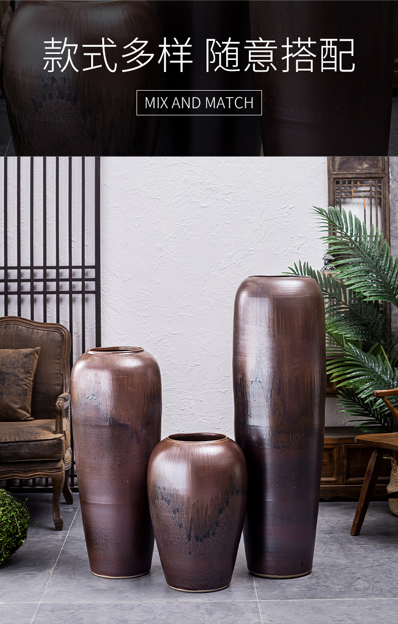 Large vases, jingdezhen ceramic furnishing articles sitting room the hotel Chinese flower arranging dried flowers, porcelain clay restoring ancient ways