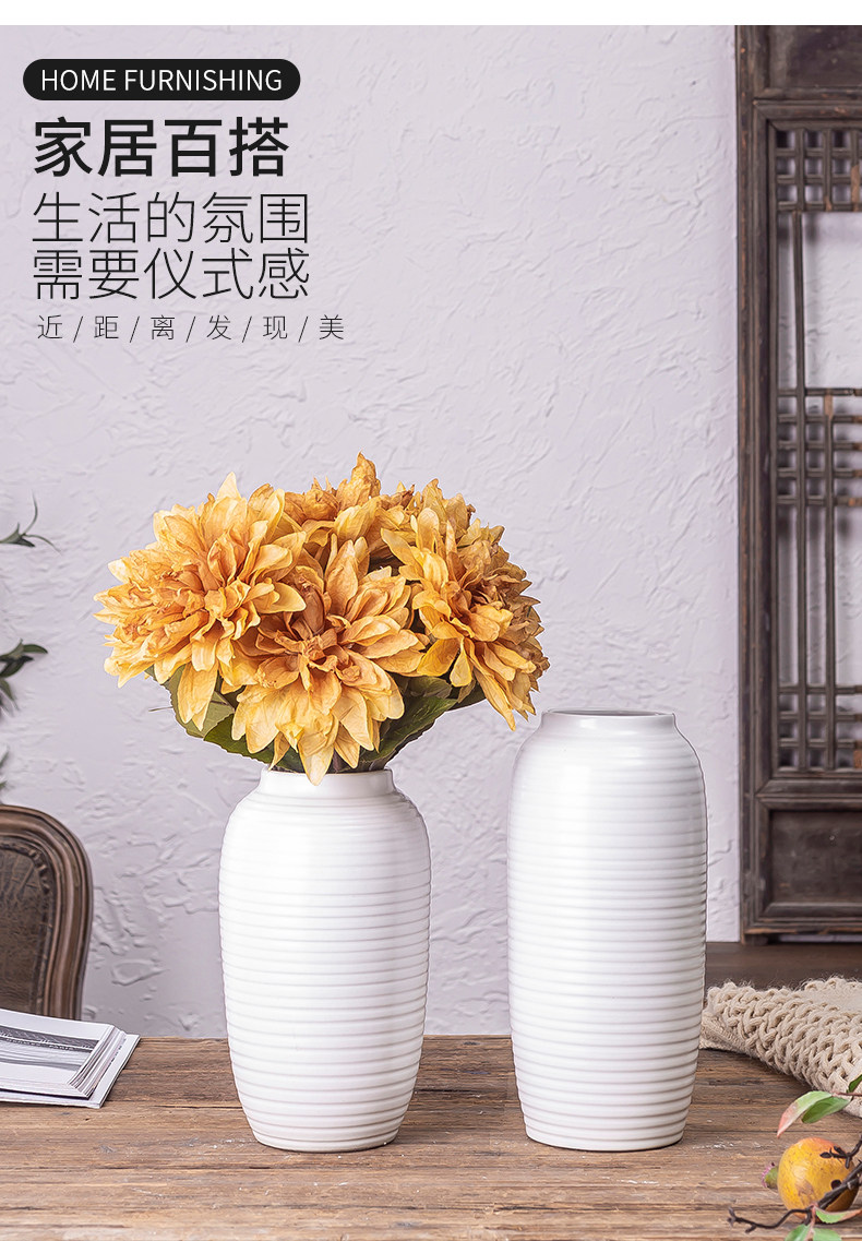 The white ceramic hydroponic bottle Jane modern Nordic furnishing articles living room flower arrangement table dry flower vase suits for