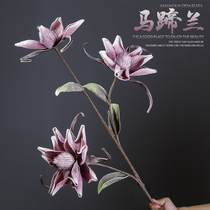 Home decoration High simulation flower decoration Magnolia flower bottle Living room dining table Tea table vase Overall floral decoration