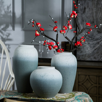 Jingdezhen coarse pottery jar starry dried flower ceramic vase Retro small fresh living room flower arrangement Nordic pottery ornaments