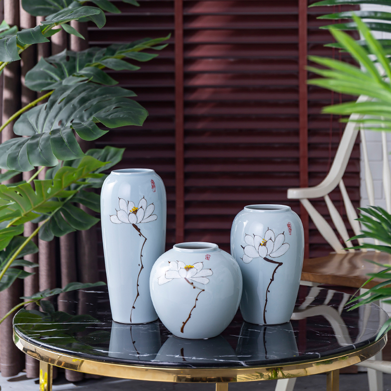 Jingdezhen ceramic vases, modern Chinese flower arranging furnishing articles dried flowers sitting room adornment porcelain TV ark, home decorations