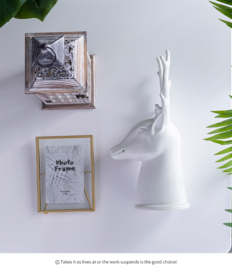 Nordic art ceramic furnishing articles creative wine decoration simple porch deer head decoration display ark, household soft outfit