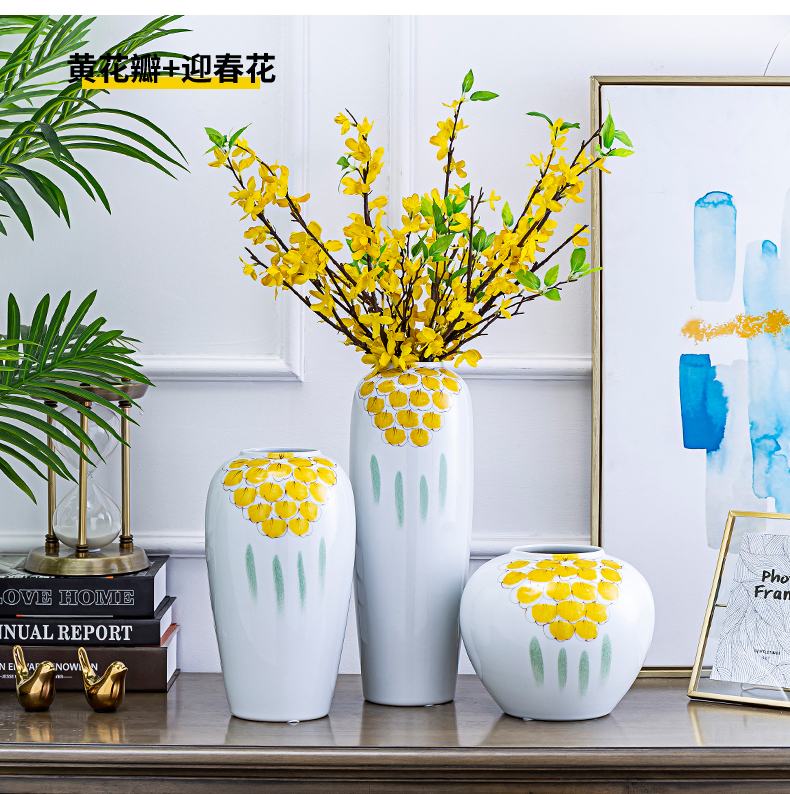 I and contracted new Chinese vase dry flower arranging flowers, ceramic flower implement the sitting room TV ark, porch light decoration key-2 luxury furnishing articles