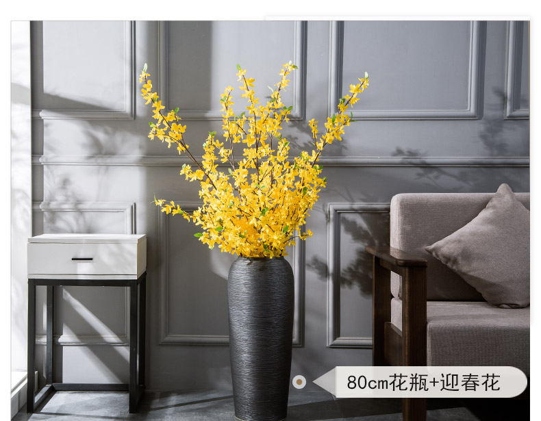 Contracted jingdezhen ceramic floor big vase Chinese flower arrangement sitting room place heavy black pottery suit dry flower flower