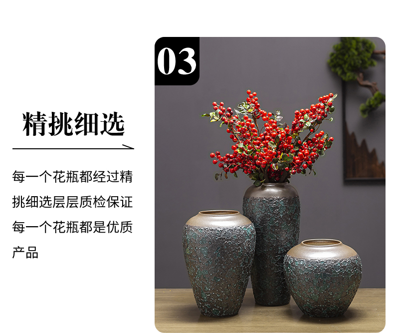 Jingdezhen ceramic decoration of the new Chinese style porch sitting room TV ark, flower arranging zen table dry flower vases, furnishing articles